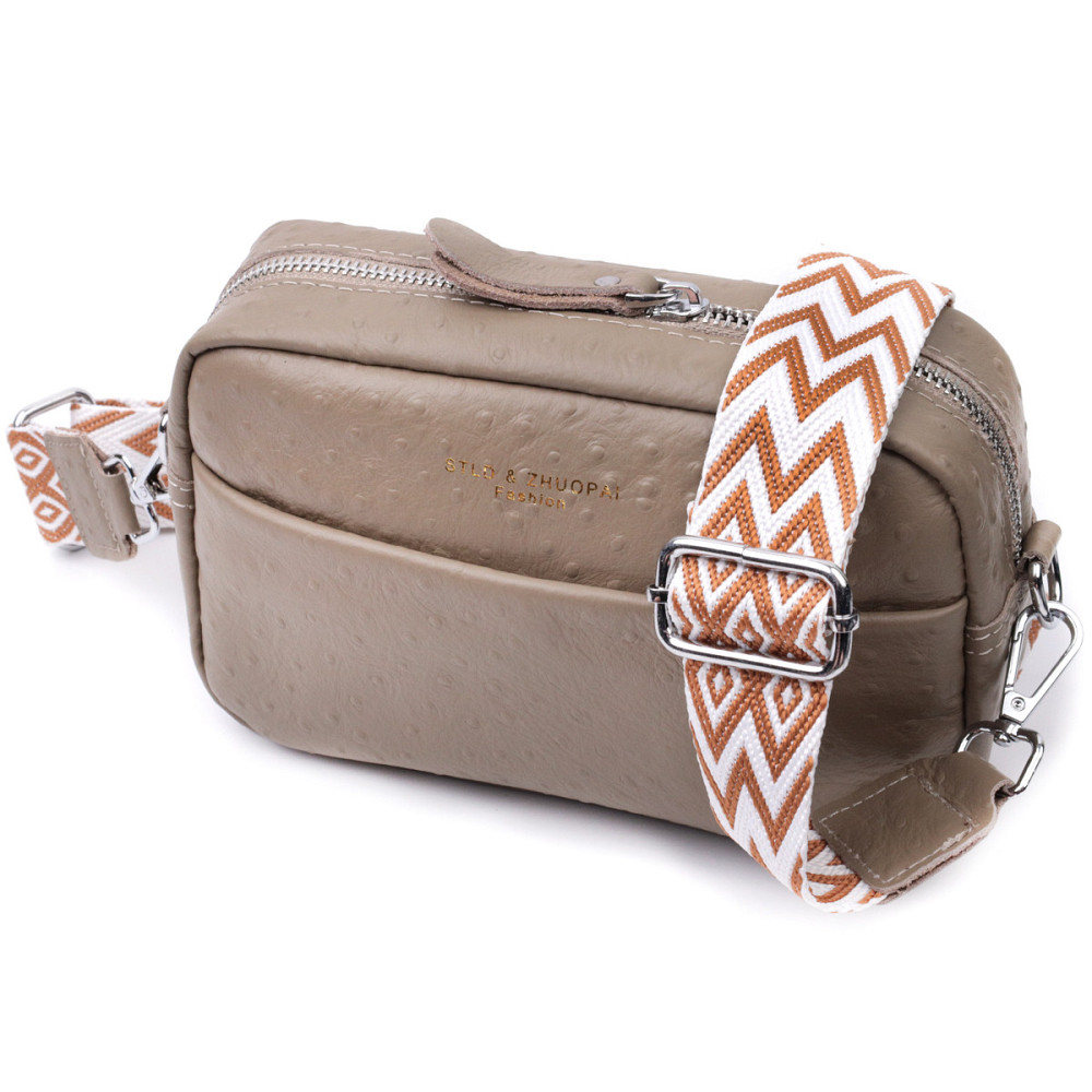 Стильна сумка для жінок із фактурної натуральної шкіри Vintage 22662 Бежева Київ - фото 1