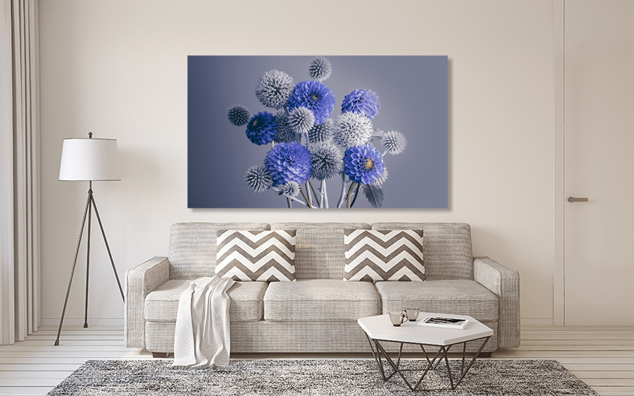 Картина холст у вітальню / спальню Сині квіти    MLP_45  ( 60х30см ) 40x80 см Київ - фото 2