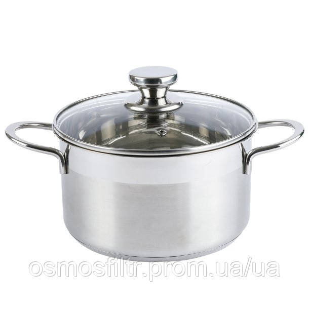 Каструля Axentia Brilliant Ø 18 см 2.5 л зі скляною кришкою нержавіюча сталь Н 10 см (135940) Київ - фото 1