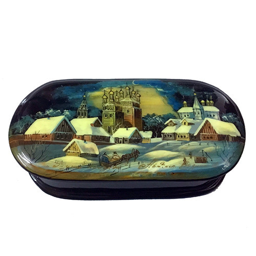 Скринька дерев'яна маленька Зимовий пейзаж Київ - фото 1