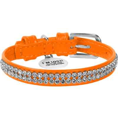 Нашийник для тварин WAUDOG Glamour з QR-паспортом "Стрази" XS Ш 9 мм Д 19-25 см помаранчевий (33074) Вінниця