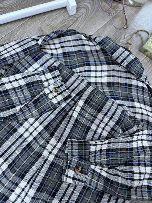 Женская базовая рубашка в модную клетку турецкая фланель Серый, 46/48 Одесса - изображение 2