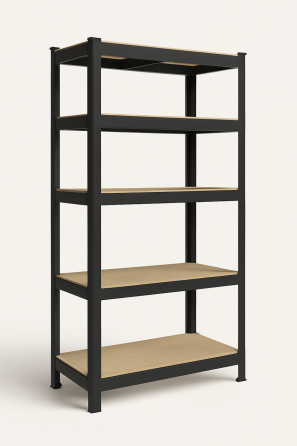 Чорний металевий стелаж з 5 регульованими полицями | 875 кг загального навантаження | 180х90х40 см | Міцний каркас, МДФ полиці, ст Львів
