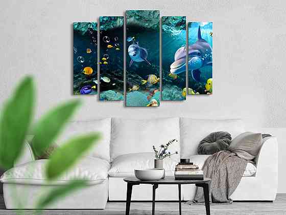 Модульна картина в дитячу Дельфіни в Морі Art-453_5 ( 80х118см ) Київ