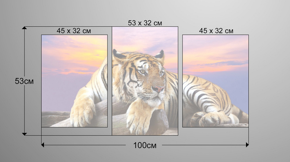 Модульна картина Тигр (53х100см) Art-209_3 Київ - фото 3