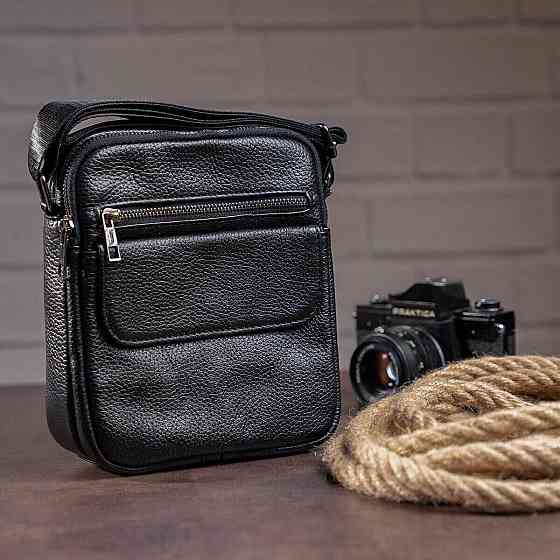 Сумка мужская зернистая Vintage 14704 Черная Киев