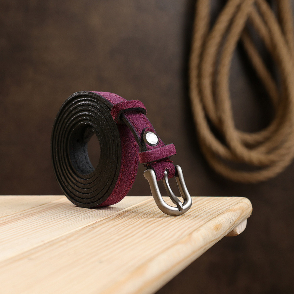 Женский тонкий замшевый ремень Vintage 20774 Фиолетовый Киев - изображение 8