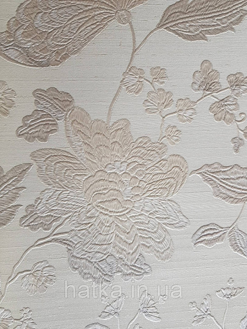 Шпалери вінілові на паперовій основі Sirpi Italian Silk 7 квіти листя гілки сріблясті c пісочним структурні Київ - фото 3