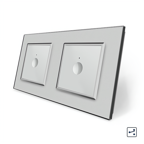 Сенсорний прохідний/перехресний вимикач Sense 2 сенсора (1-1) Livolo сірий скло (VL-C7FC1S/FC1S-4IP) Коломия