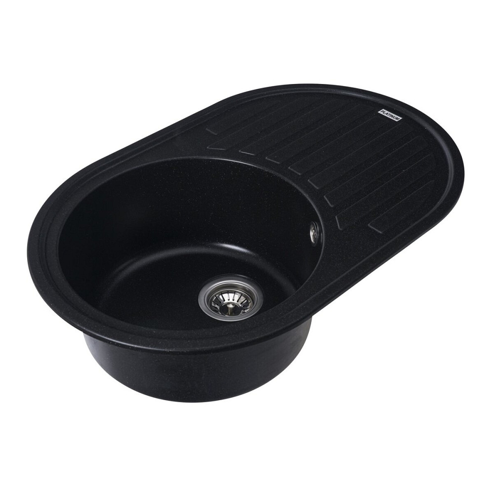 PLATINUM Гранітна мийка для кухні Platinum 7750 LIRA матова Чорний металік Київ - фото 4