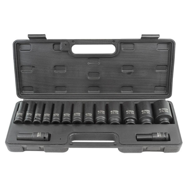 Набір головок ударних глибоких 15пр, 1/2'' (6гр. - 10,12-17,19,21,22,24,27,30,32мм; 12 гр. - 36мм), в пластиковому кейсі Одеса - фото 1
