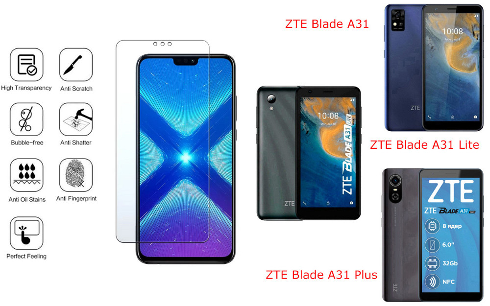 Захисне скло NeoGlass для ZTE Blade A31, A31 Lite, A31 Plus – надпрозоре та стійке Київ - фото 4