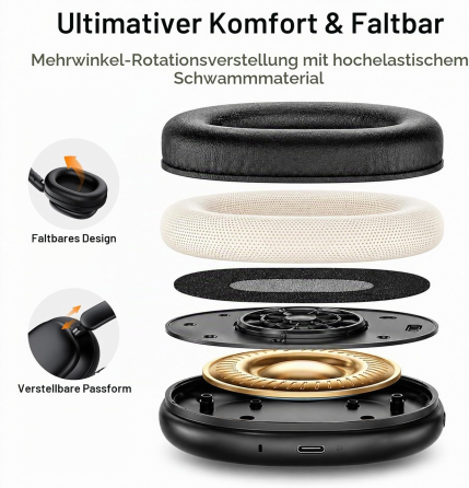 Бездротові Bluetooth-навушники A9-1, Bluetooth 5.4, до 100 годин роботи, 3 режими еквалайзера, мікрофон, 3,5 мм, складні, чорні Київ