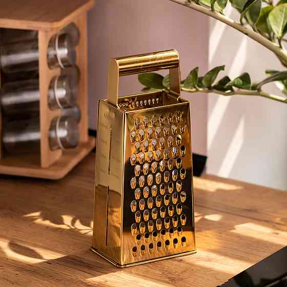 Терка ручна чотиристороння 11×8×24 (см) кухонна з нержавіючої сталі Золотиста HP-8-12 Коломия