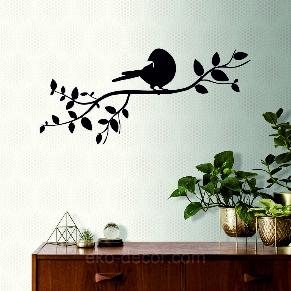 Декоративное настенное Панно «Птичка на ветке», Декор на стену 70*31 см, Черный Киев - изображение 4