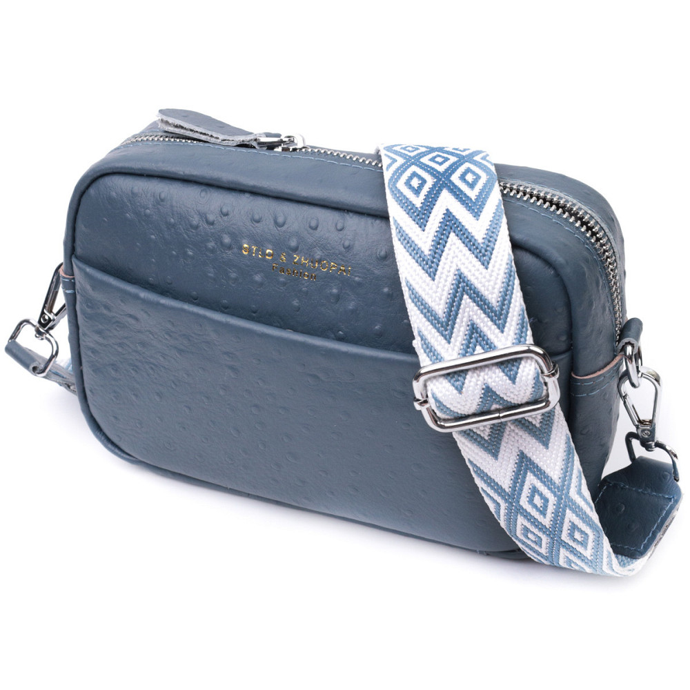 Интересная сумка для женщин из фактурной натуральной кожи Vintage 22661 Синяя Киев - изображение 1