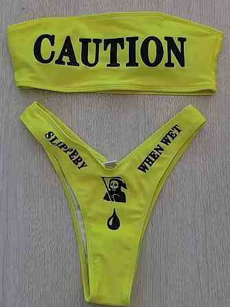 Купальник с надписями раздельный S желтый Киев