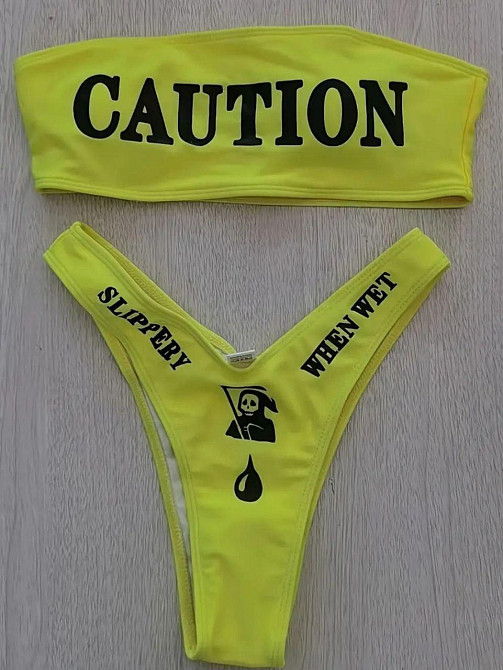 Купальник с надписями раздельный S желтый Киев - изображение 5