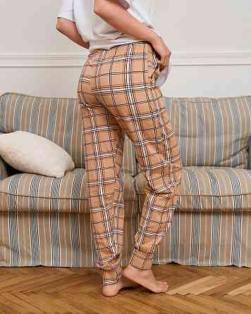 Жіночі піжамні штани — бежеві картаті Nicoletta 1126Ш XL Київ