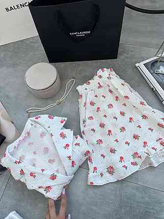 Женская принтованная пижама двойка из натурального муслина Молочный 3, 44/46 Одесса