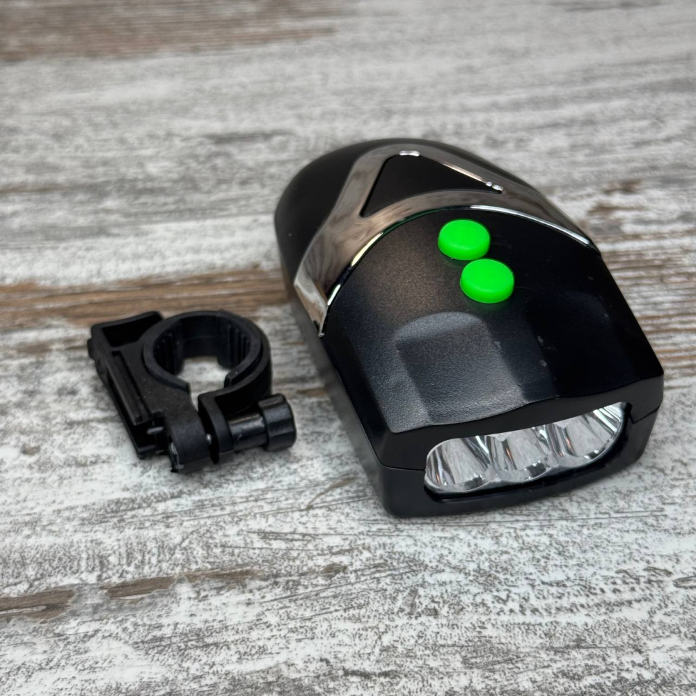 Ліхтар та сигнал 2в1 для велосипеда, яскраве світло та гучний дзвінок-гудок на кермо, універсальна установка на кермо Київ - фото 1