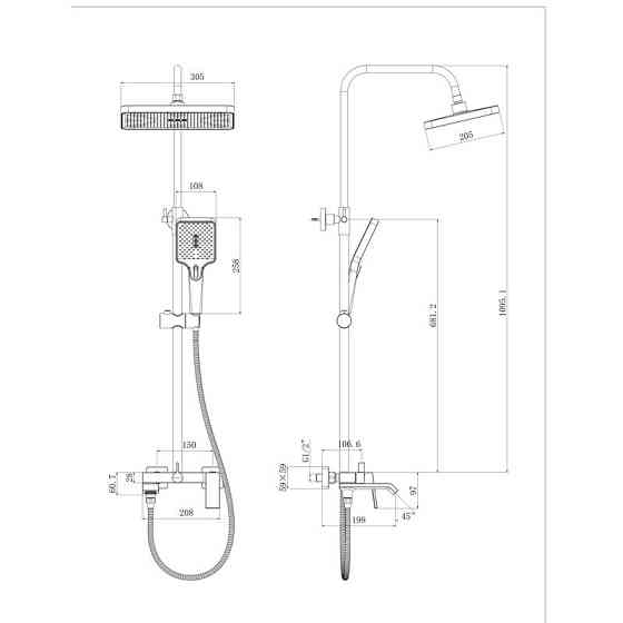 Душова колона зі змішувачем Haiba Gaudi 009-J GRAPHITE (HB9643) ( 29796 ) Харьков