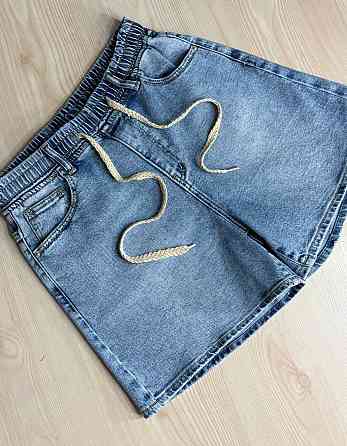 Шорты женские джинсовые Liana 4-026 с резинкой на талии и шнурком стрейчевые голубые, голубой, З4, 34, 100 см, 121 см Киев