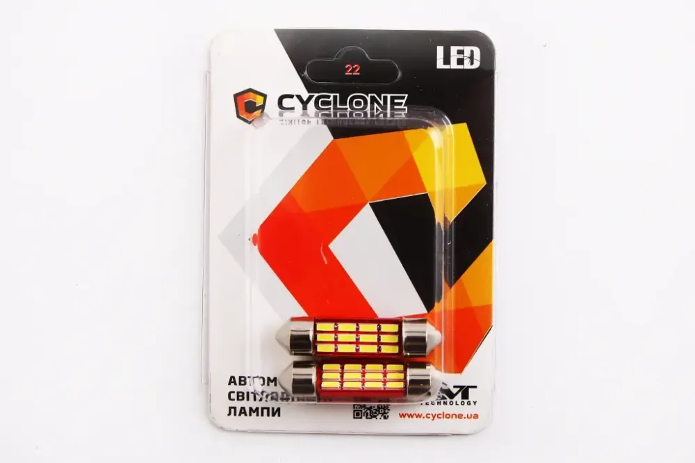 Лампа диодная 12В салона 36мм 12-SMD 4014 CAN с радиатором Cyclone 288лм (2 шт.) Винница - изображение 2