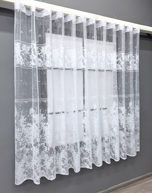 Короткая тюль, жаккард цвет белый 1604т Киев - изображение 2