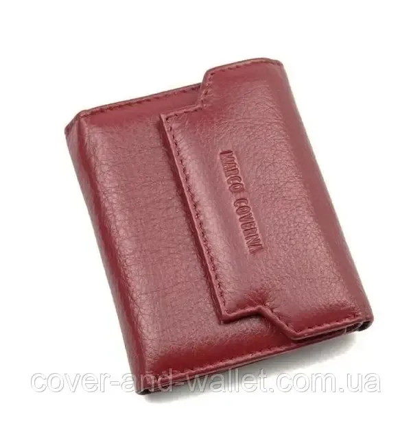 Компактне шкіряне жіноче портмоне бордового кольору Marco Coverna Київ - фото 6