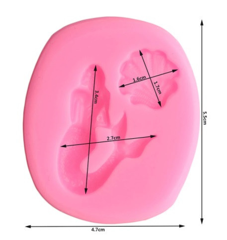 Молд кондитерский Русалка и ракушка 55 на 47 мм розовый Киев - изображение 2