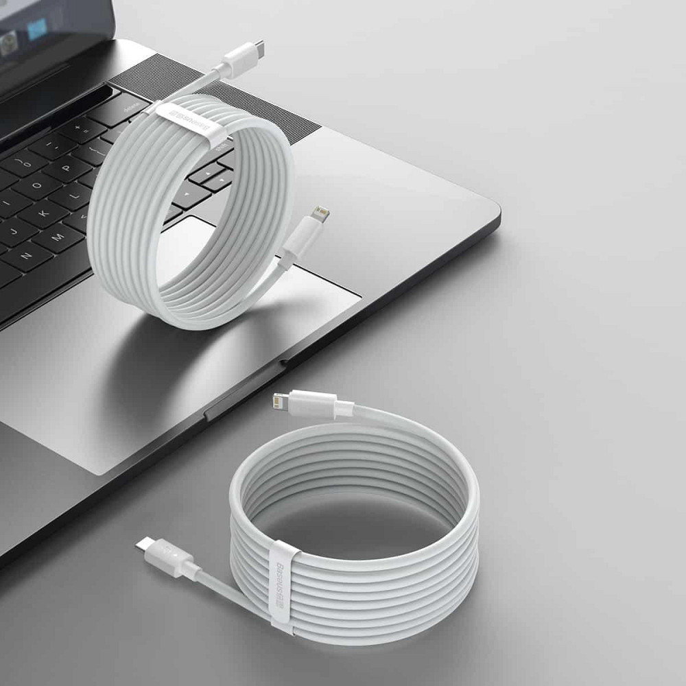 Кабель Baseus Simple Wisdom Data Cable Kit USB - iP PD 20W (2PCS/Set）1.5m White TZCATLZJ-02 Одесса - изображение 5