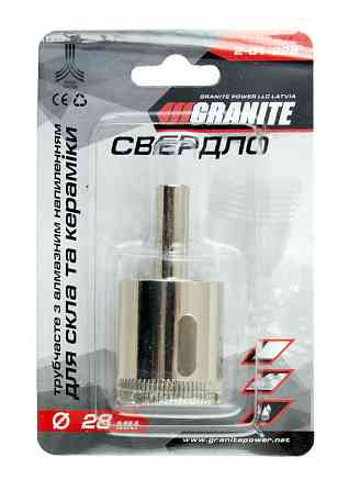 GRANITE Свердло для скла та кераміки GRANITE трубчасте з алмазним напиленням 28 мм 2-01-228 Київ