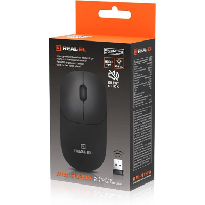 Мышка REAL-EL RM-313W Wireless Black (EL123200042) Винница - изображение 3
