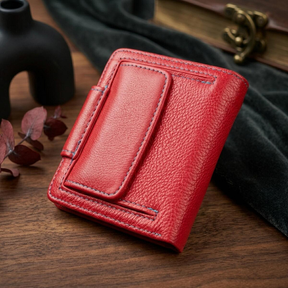 Шкіряний яскравий гаманець з монетницею ST Leather 19453 Червоний Київ - фото 14