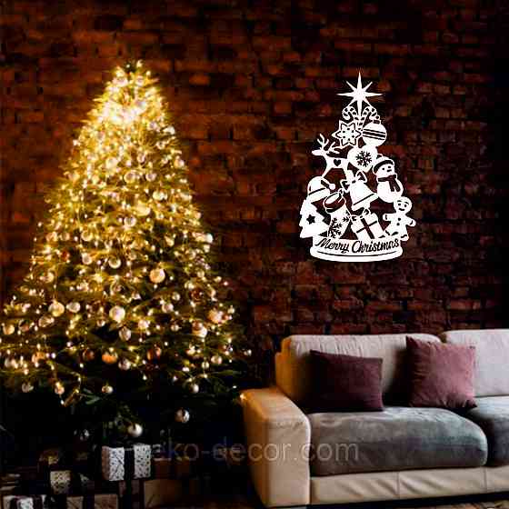 Декоративное настенное Панно «Новый год», Декор на стену 90*55 см, Белый Киев