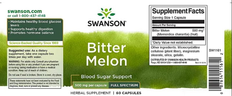 Горькая дыня Swanson Bitter Melon 500 mg 60 капс Киев - изображение 5