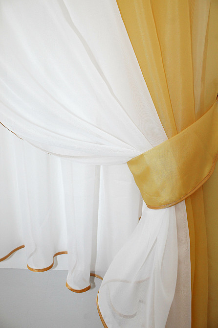 Кухонный комплект VR-Textil № 038к шторки и тюль золотистый и белым 270х170 см (52-0242) Киев - изображение 3