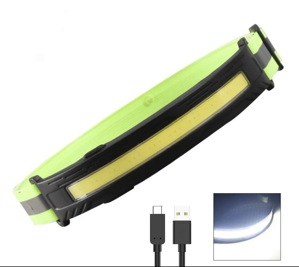 Налобный фонарик с датчиком на аккумуляторе с зарядкой USB Type-C 5 режимов 14,5 на 3 см черный Киев - изображение 2