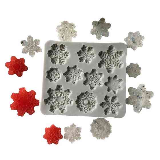 Молд силиконовый Снежинки 78 на 88 мм бежевый Киев