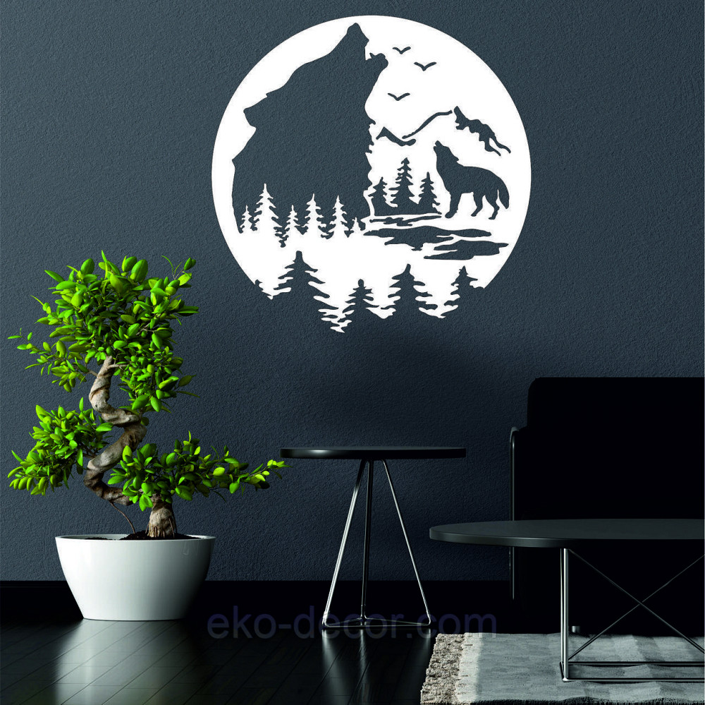 Декоративное настенное Панно «Волк», Декор на стену 50*50 см, Белый Киев - изображение 3