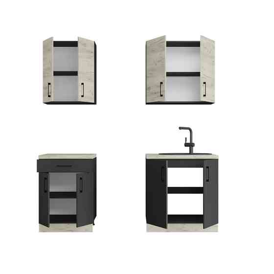 Кухня модульна Еверест Оптіма набір №2 Дуб крафт білий+Антрацит 2 м (без стільниці) (DTM-5694) Львів