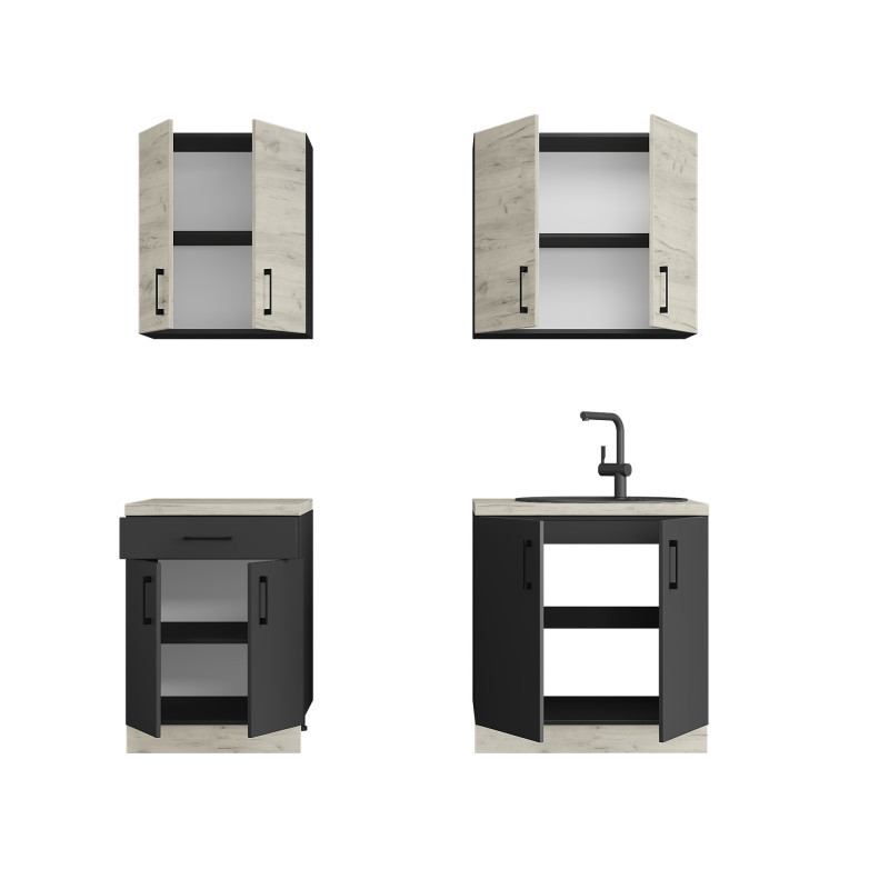 Кухня модульна Эверест Оптима набор №2 Дуб крафт белый+Антрацит 2 м (без столешницы) (DTM-5694) Львов - изображение 3