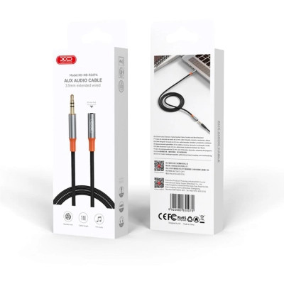 Кабель мультимедійний 3.5mm M to 3.5mm F 1.0m NB-R269A black XO (NB-R269A.black) Вінниця - фото 4