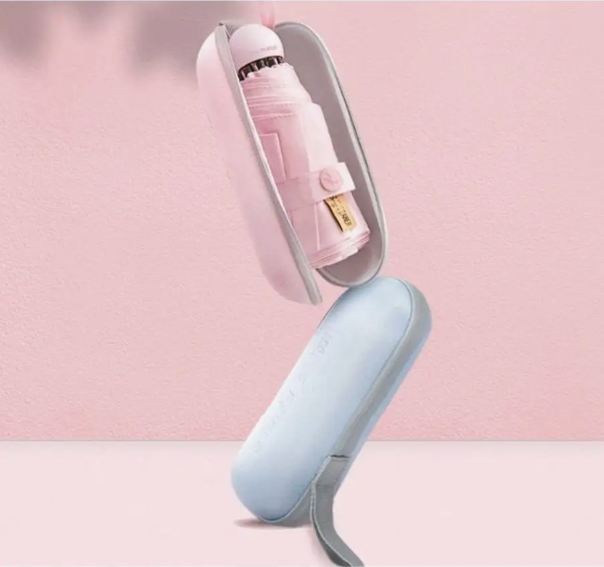 Парасолька механічна.Парасолька кишенькова від дощу і сонця.Міні-парасолька у футлярі на 8 спиць у чохлі колір рожевий Кам'янець-Подільський - фото 7