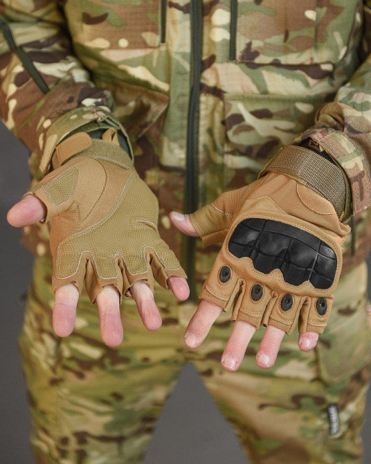 Безпалі тактичні рукавички кайот НП5236 Одеса - фото 3