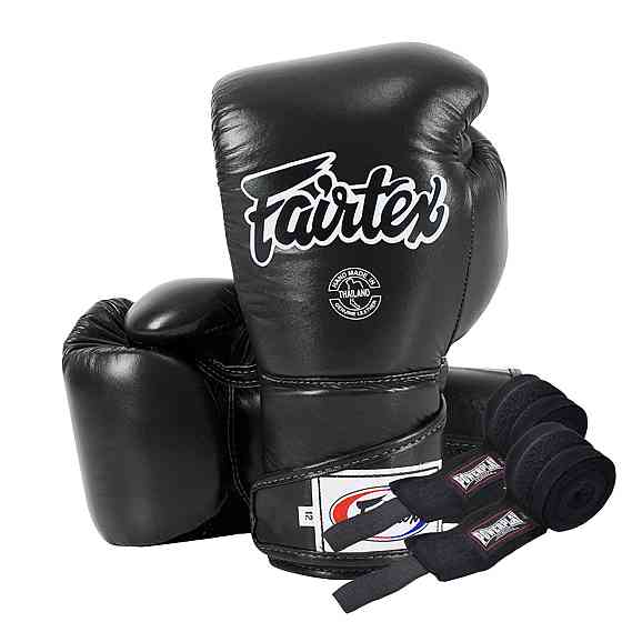 Боксерські рукавиці Fairtex BGV6 Black 14 унцій (бинти в комплекті) Кам'янське