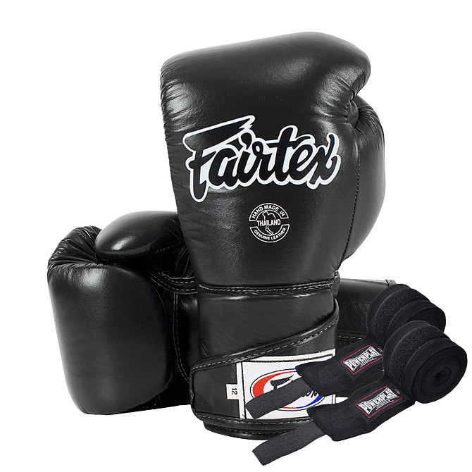 Боксерські рукавиці Fairtex BGV6 Black 14 унцій (бинти в комплекті) Кам'янське - фото 1