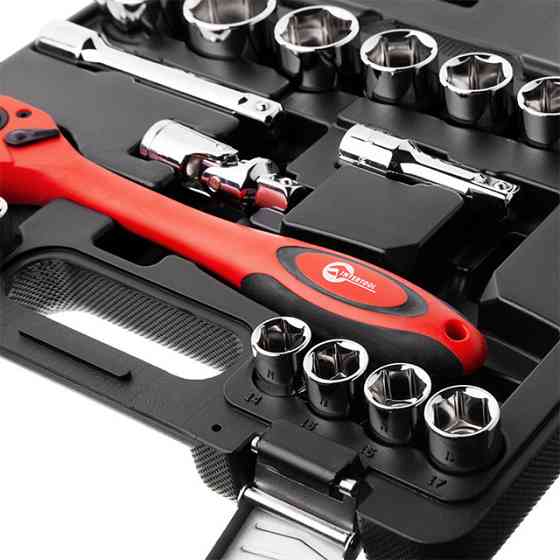 Набір інструментів, проф., 1/2", Cr-V, 21 од., головки: 10-32 мм, кейс INTERTOOL ET-6021 Київ