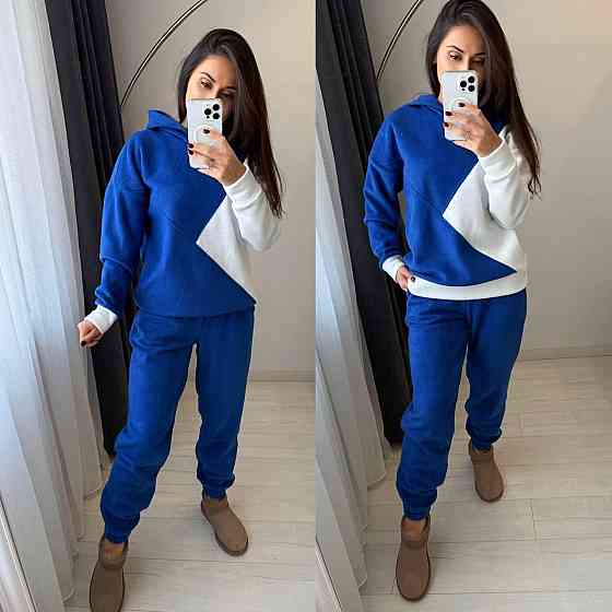 Жіночий теплий костюм-двійка: кофта та штани з двостороннього флісу Синій, 42/44 Одеса